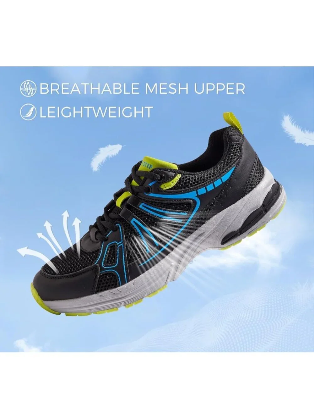 Men's Black Mesh Breathable Fashion Sneakers Non Slip Comfortable Running Shoes